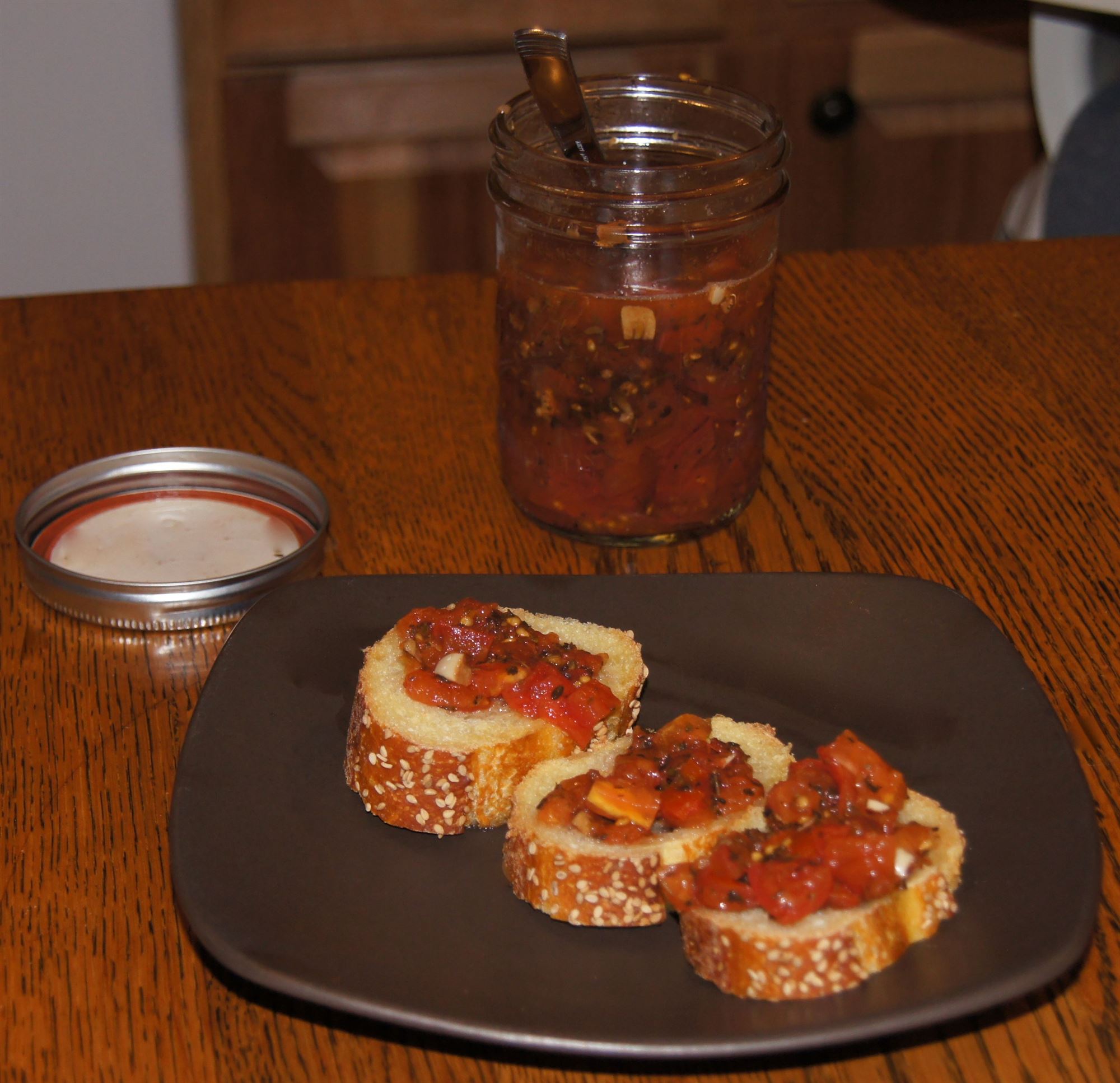 A week later, I opened my first jar and enjoyed some fresh bruschetta.