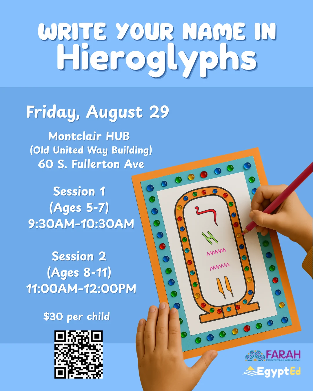 Egyptian Hieroglyphs Workshop For Kids