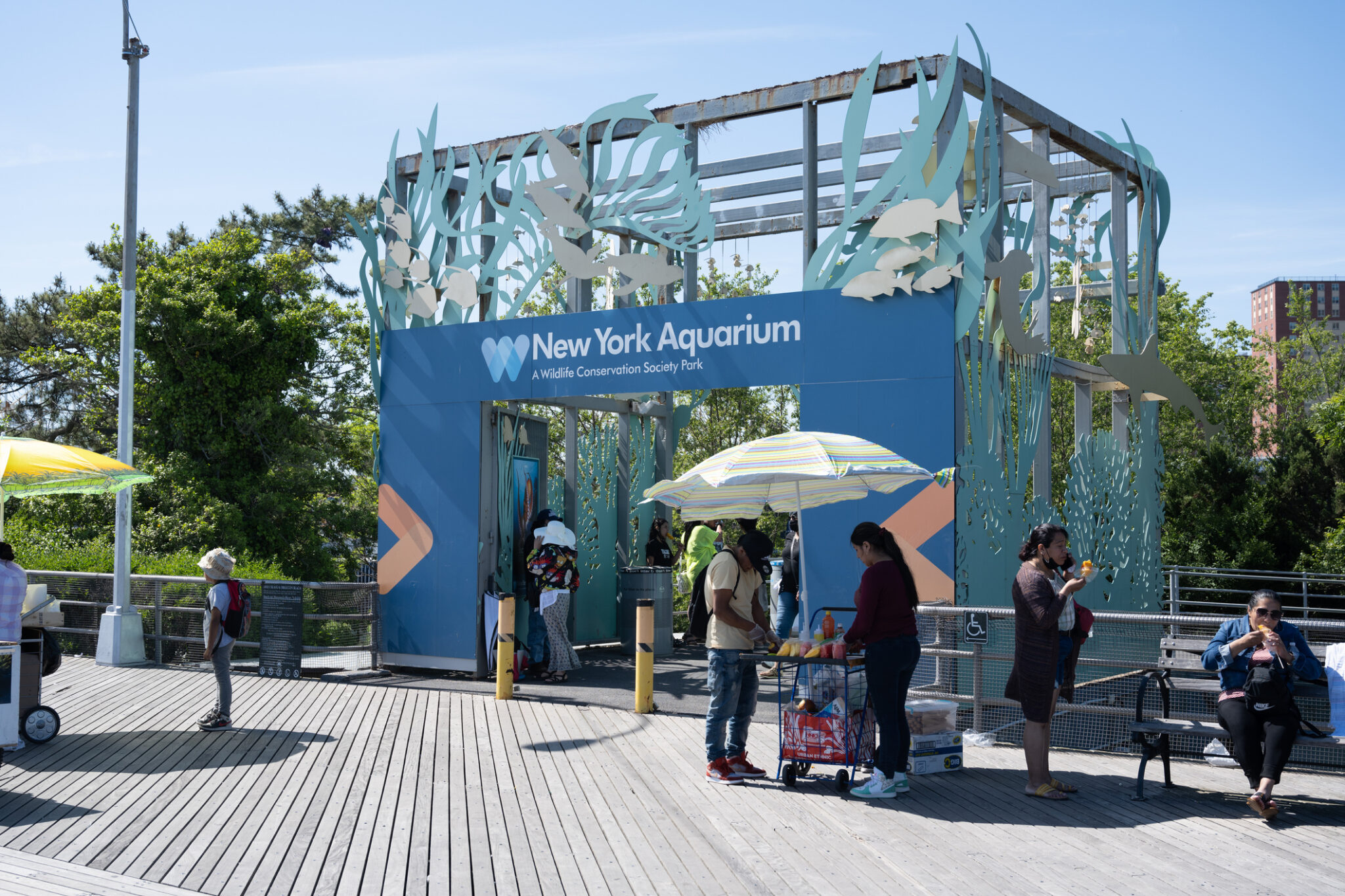 New York Aquarium Entrance in Coney Island in Brooklyn ny mom